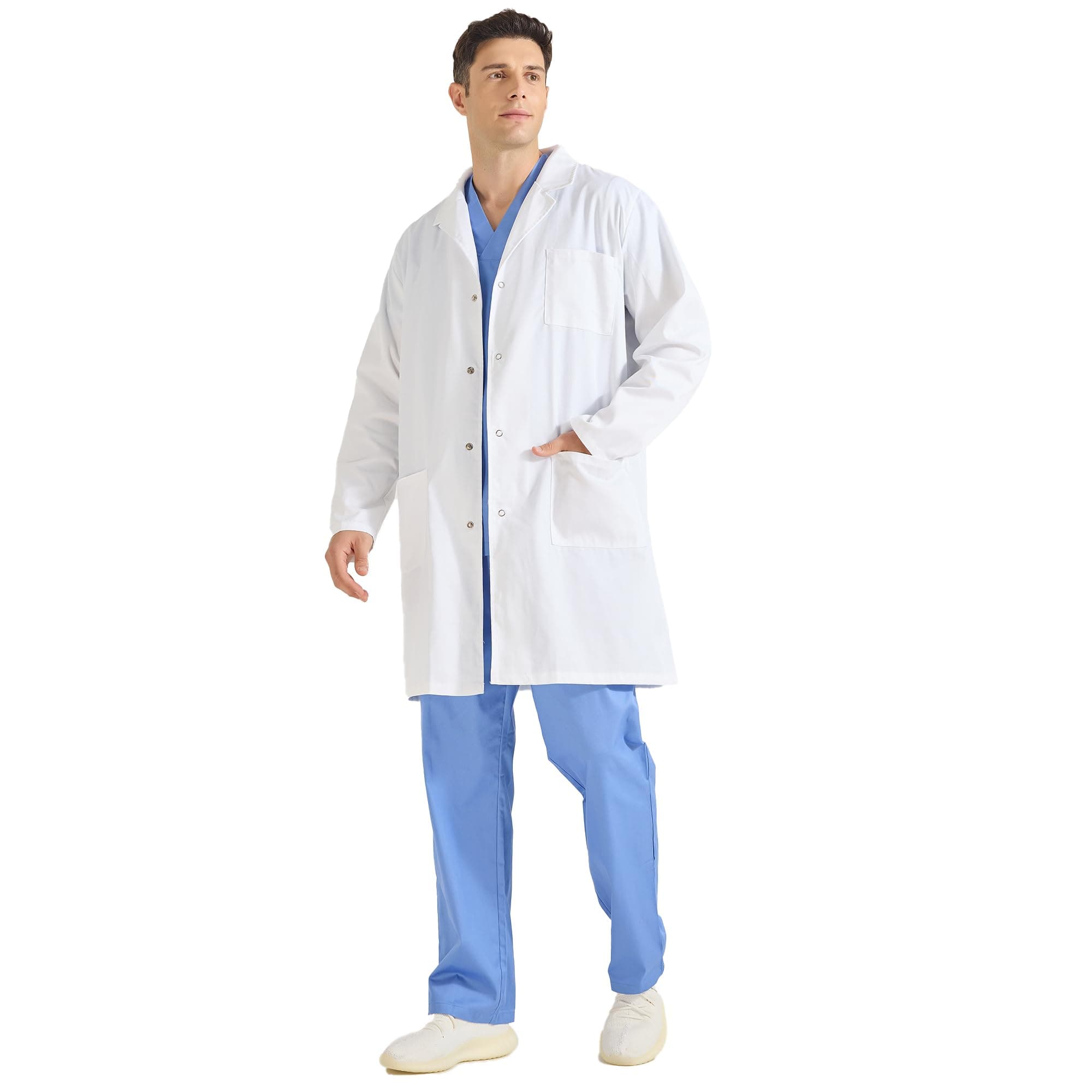 MISEMIYA - Unisex Laborkittel - Sanitär-Uniform Medizinischer Kittel Apothekenkittel Ref: Q816 L Weiß 🩺
