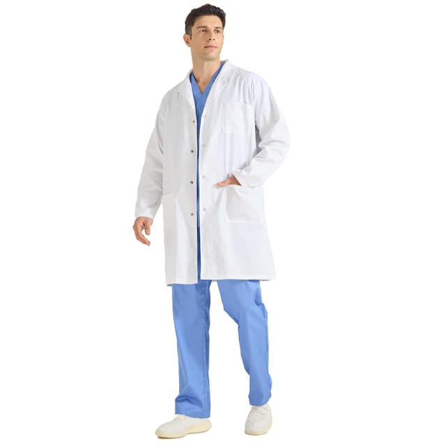 MISEMIYA - Unisex Laborkittel - Sanitär-Uniform Medizinischer Kittel Apothekenkittel Ref: Q816 L Weiß 🩺