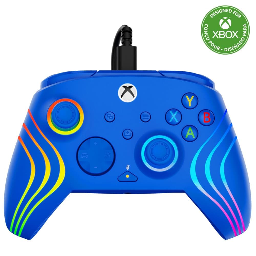 🎮🔵 Turtle Beach Afterglow Wave Controller Blau Wired RGB Gaming Controller – Lizenziert für Xbox Series X oder S, Xbox One und Windows