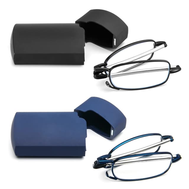 👓🔥 KoKoBin Faltbare 2 Pack Lesebrille aus Edelstahl Mini Anti-Blau Sehnhilfe für Damen und Herren
