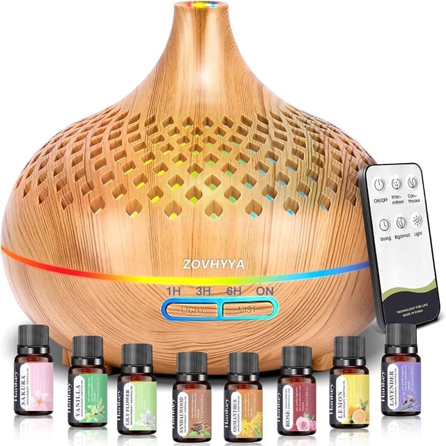 ZOVHYYA 500ML Aroma Diffuser mit 8 Ölen Aromatherapie-Diffuser 🌿🌟🎨
