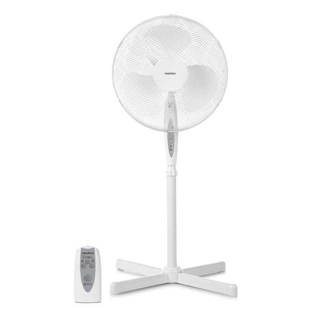 MEDION Standventilator mit Fernbedienung 🌀 45 Watt Leistung 🌬️ Schwenkfunktion 🔄 weiß MD18795