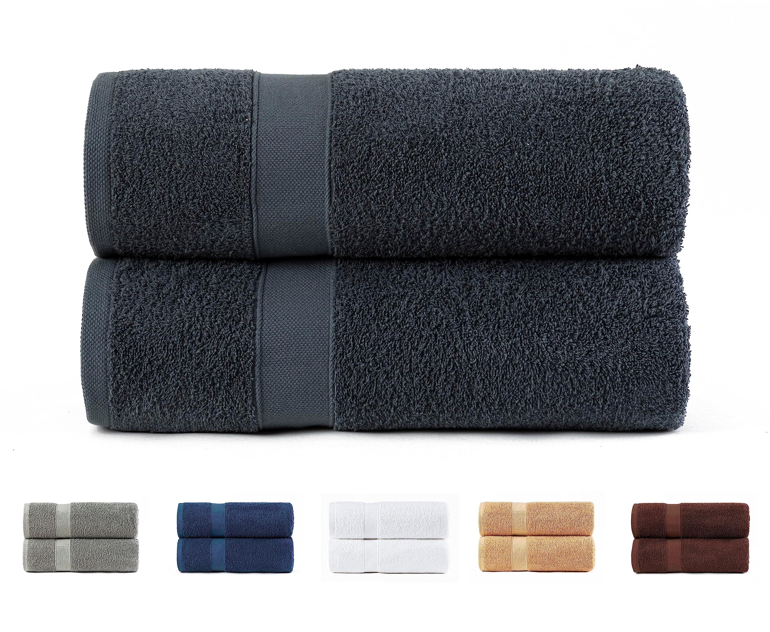 🛁 Todocama 2 große Badetücher, 100% Baumwolle, 550 g/m², Dunkelgrau