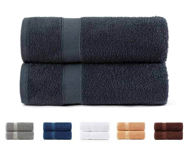 🛁 Todocama 2 große Badetücher, 100% Baumwolle, 550 g/m², Dunkelgrau