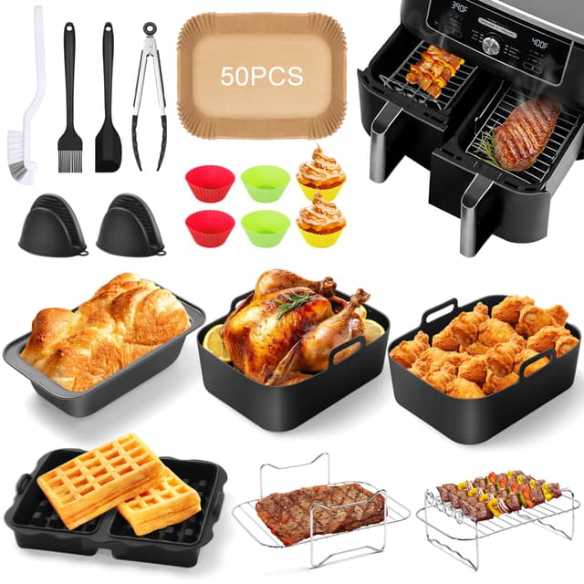 🔥 Charmofun Heißluftfritteuse Zubehör für Ninja Foodi Max Dual Zone AF300EU AF400EU AF500EU 7.6L-9.5L - 23-teiliges Air Fryer Accessories Ninja 🍟