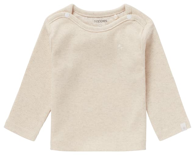 👶👕 Noppies Unisex Baby U Tee Ls Rib Natal T-Shirt 62 Ras1202 Oatmeal -P611 🛍️