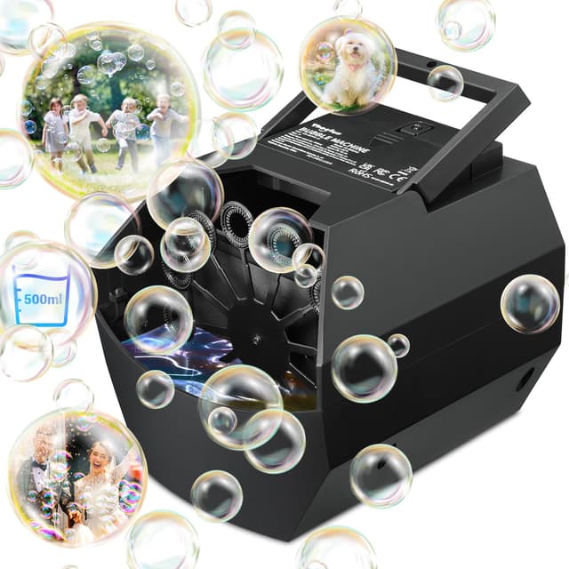 🎉Theefun Tragbare Seifenblasenmaschine - Automatischer Seifenblasenmaschine Kinder 500ml Seifenblasen Maschine 1500+ Bubbles/Min🎈