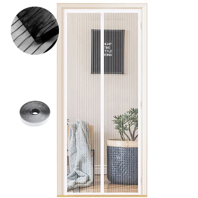 Fliegengitter Tür Magnet Insektenschutz 120x220 cm - Weiße Streifen 🦟🚪