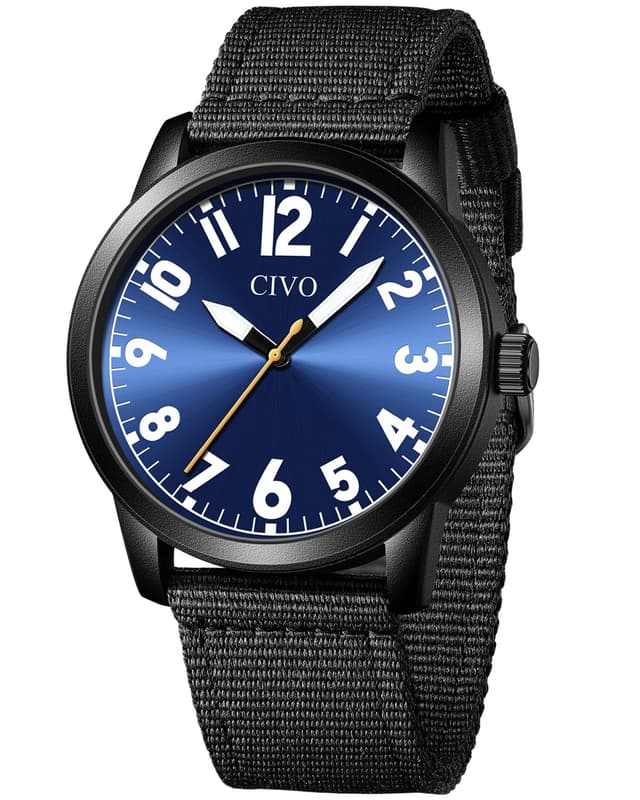 CIVO Herrenuhr mit Groß Zahlen ⌚️ Wasserdicht Lederarmband Nylonband Gummiband