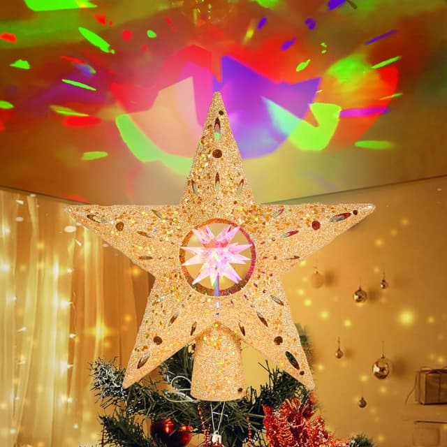 Beinhome Weihnachtsbaumspitze 26cm mit 3D Schneeflocken Projektor 🎄🌟