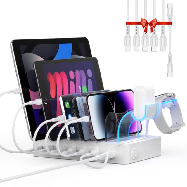 SooPii USB Ladestation 60W/12A,6-Port Dockingstation für mehrfach Geräte ⚡️🔌