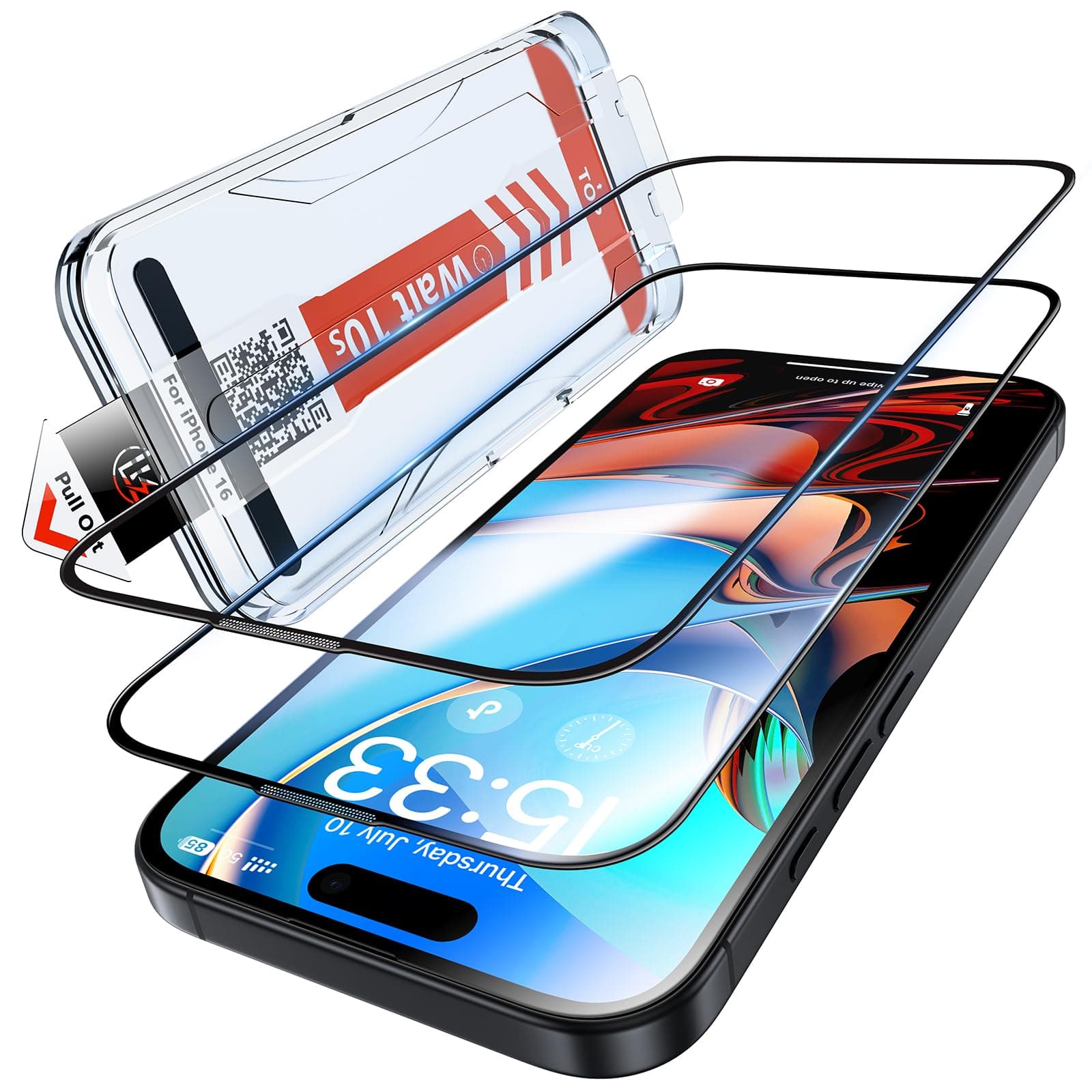 📱🔒 LK Panzer Schutz Glas für iPhone 16, iPhone 15 [2024 Verbesserter Militärschutz] - 2 Stück Transparent