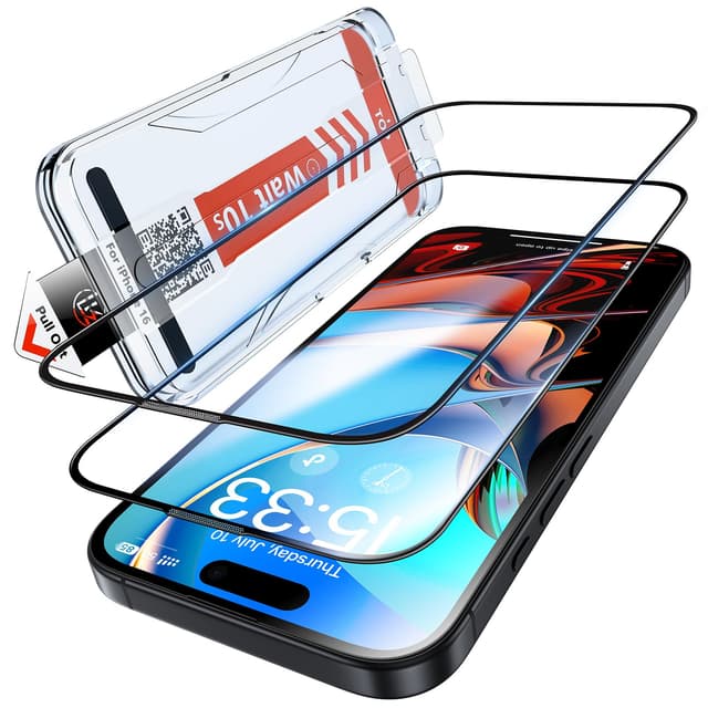 📱🔒 LK Panzer Schutz Glas für iPhone 16, iPhone 15 [2024 Verbesserter Militärschutz] - 2 Stück Transparent