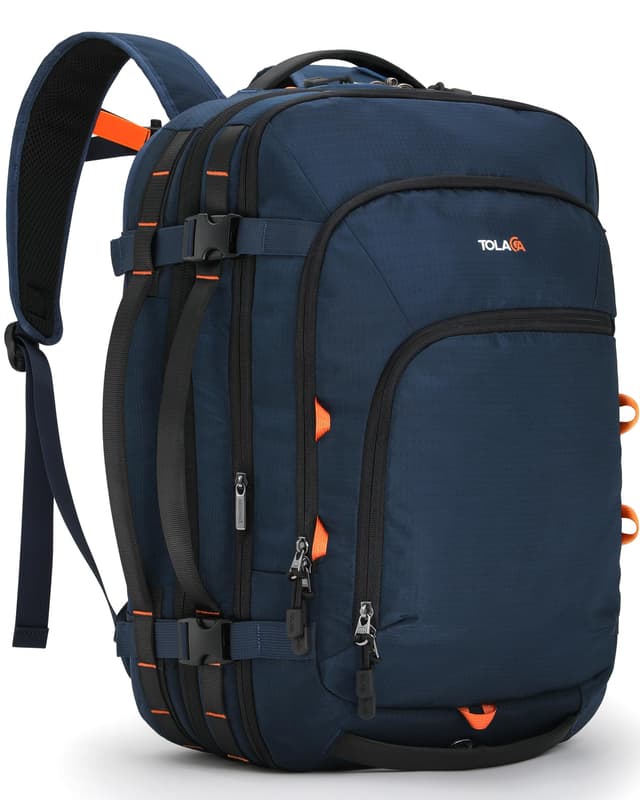 🎒 Tolaccea Reiserucksack 35L-45L für Handgepäck, TSA-freundlich, für 15,6 Zoll Laptop