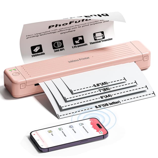 PhoFuta Mobiler Drucker Pink 🖨️ Klein und Tragbar 🌟