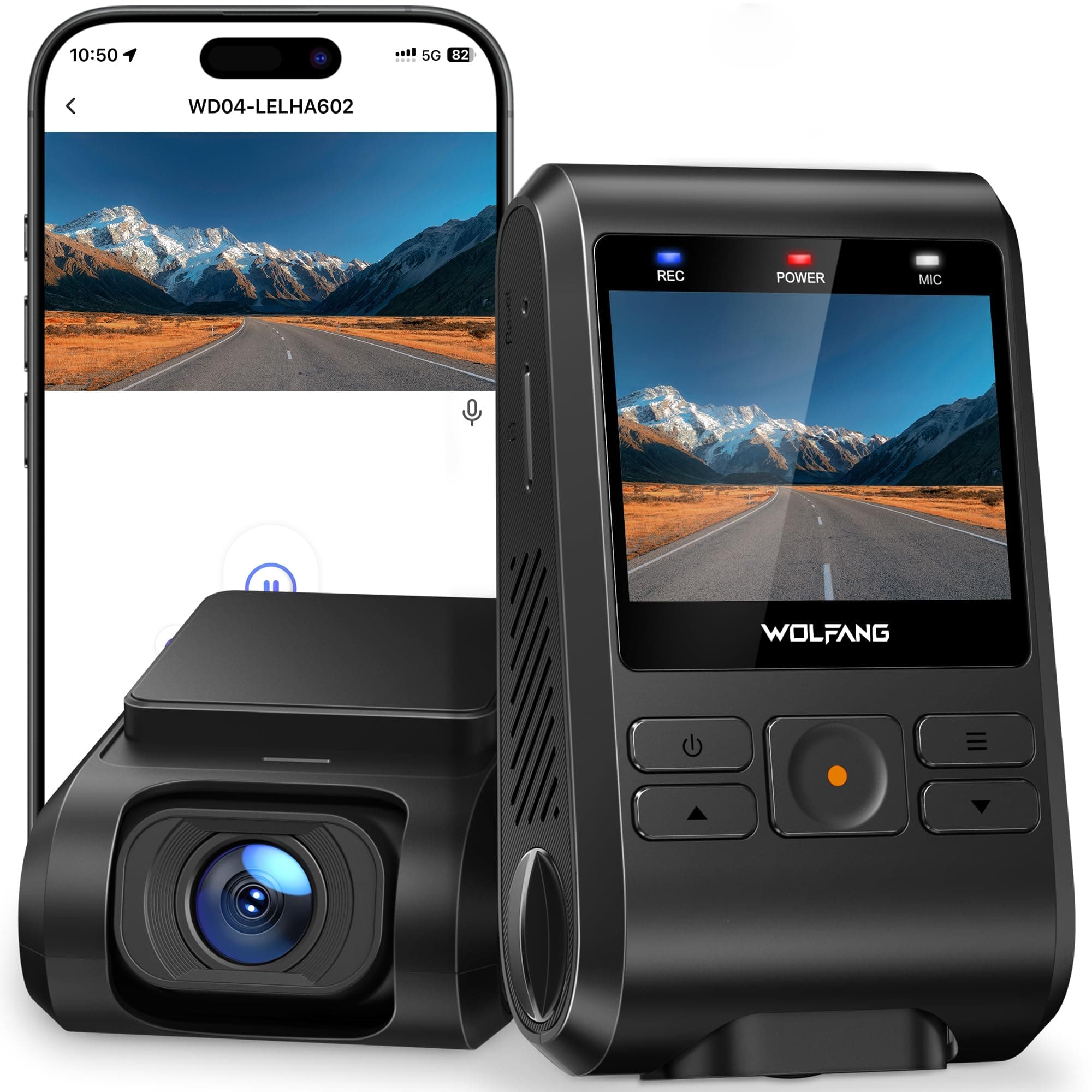 WOLFANG Dashcam, Mini 2.5K 1440P WiFi Dash Cam mit 32GB SD Karte 🚗