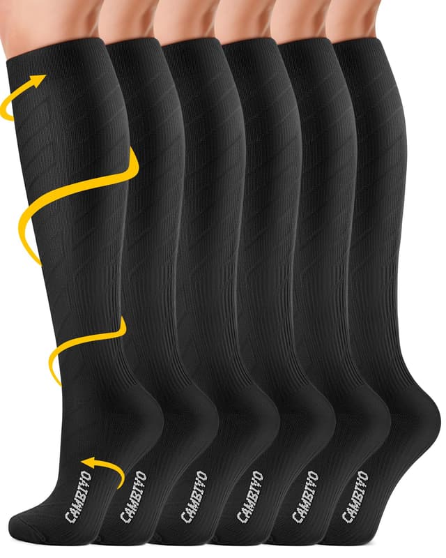 CAMBIVO 3 Paar Kompressionsstrümpfe Herren Damen XXL Schwarz ⭐️🧦