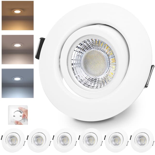 LED Einbaustrahler 230V Dimmbar Weiß LED Spots 6W IP44 Bad Einbauleuchten 🌟