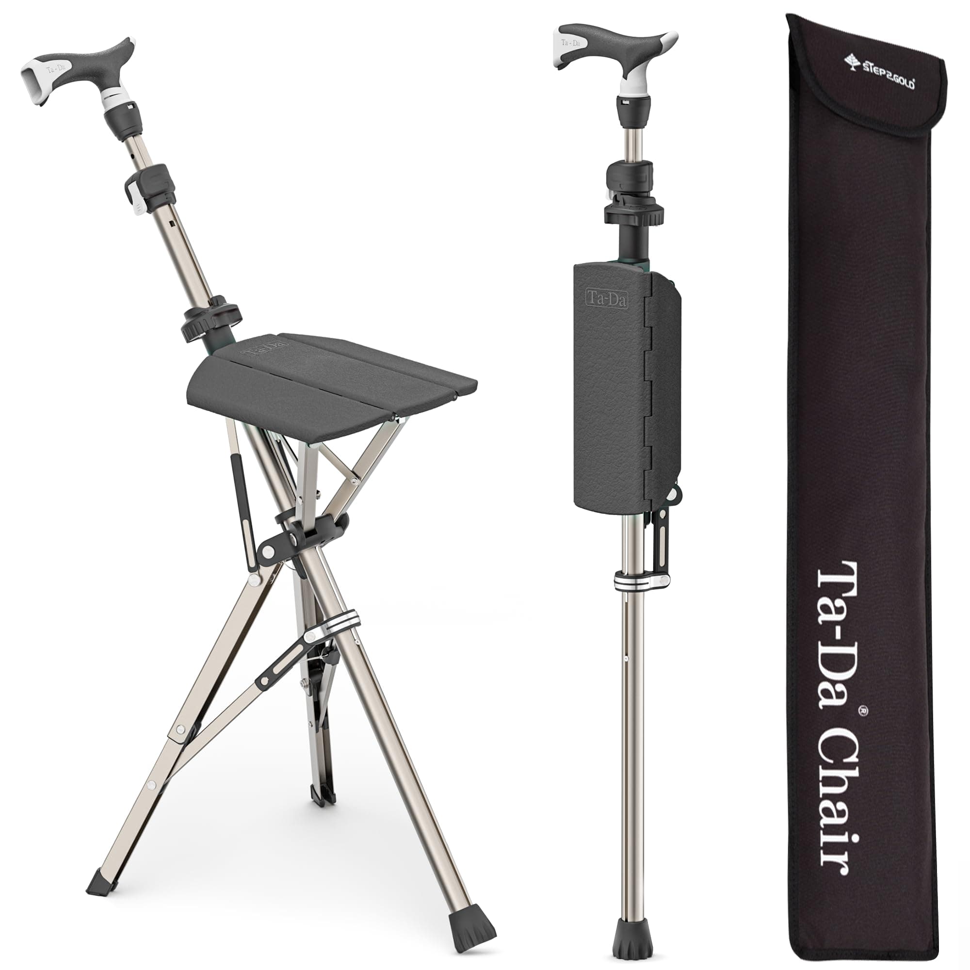 🌟 TA-Da Chair PRO - Gehstock mit Sitz 🪑