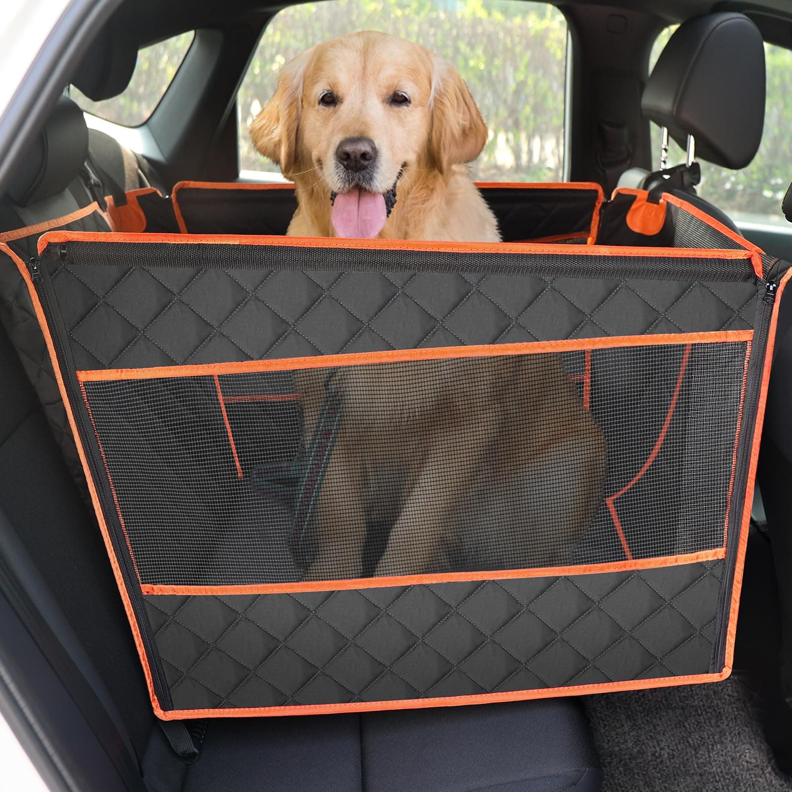 Pecute Hunde Autositz XL - Stabiler Hundesitz mit erhöhten Seiten und sichtbarem Mesh-Fenster