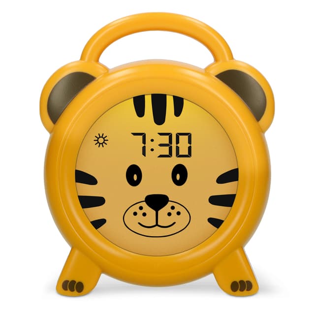 Alecto BC100TIGER - Pädagogischer Wecker für Kinder 🐯 - Schlaftrainer & Nachtlicht - Gelb