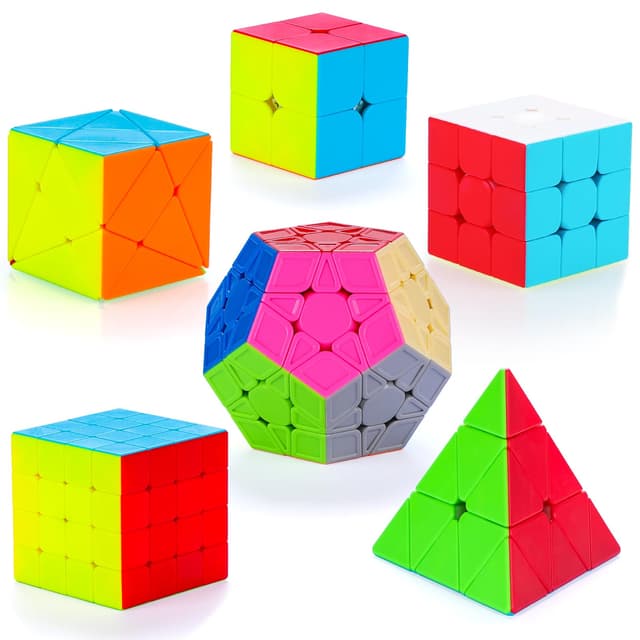 🧩 SISYS Zauberwürfel Set, 6 Stück Speed Cube Set 2x2x2 3x3x3 4x4x4 Pyraminx Megaminx Skewb Smoothly Aufkleberlos Magic Cubes Puzzle Cube Spielzeug 🎁