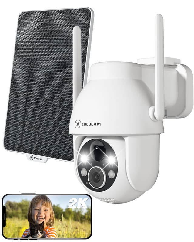 COCOCAM 2K Überwachungskamera Aussen Akku WLAN, Solar Kamera Überwachung Aussen Outdoor Kamera
