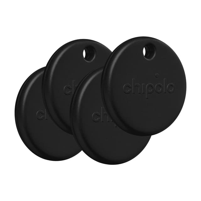 Chipolo POP Schlüsselfinder - Farbenfroher, kompatibler und lauter Bluetooth-Tracker - 4er Pack (Schwarz)