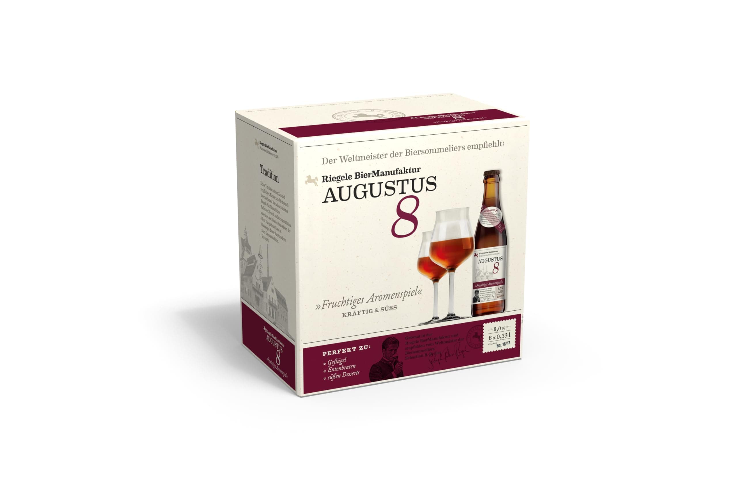 🍻 Riegele Geschenkbox Augustus 8 - Fruchtiges Starkbier, Craft Beer aus Bayern (8 x 0,33l) 🎁