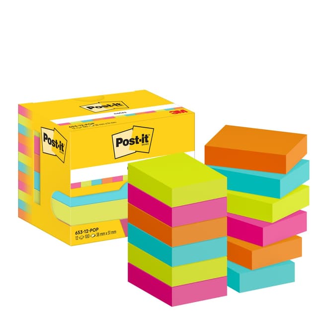 📌🌈 Post-it Notes Poptimistic Collection - Packung mit 12 Blöcken