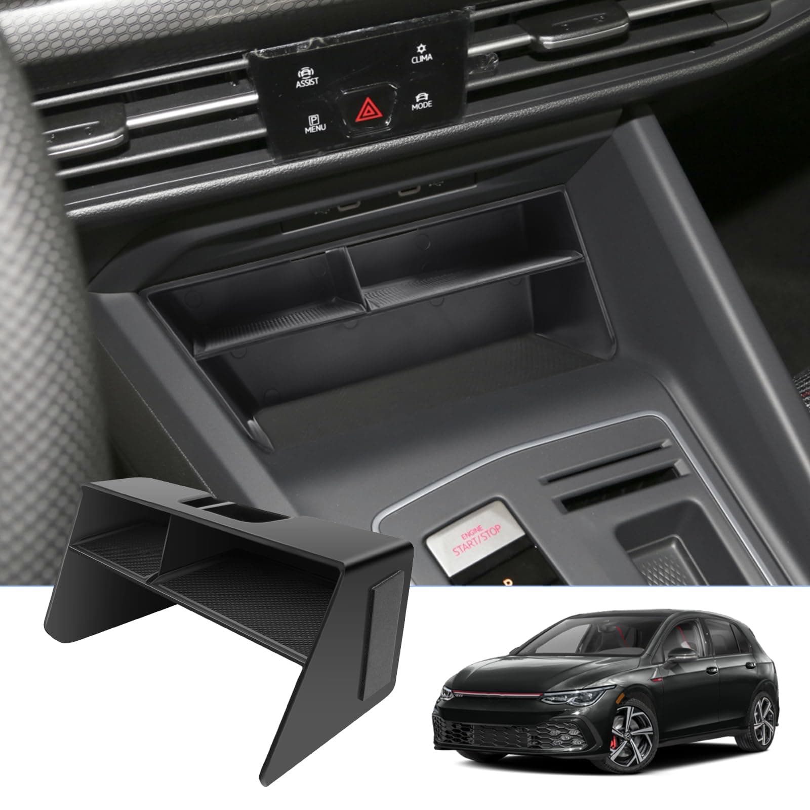 🏌️‍♂️🚗 BIXUAN Golf8 2024 Kompatibel mit VW Golf MK8 2020-2024 Mittelkonsole Aufbewahrungsbox 🏌️‍♂️🚗