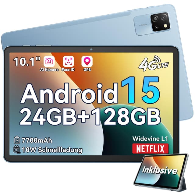 Blackview Android 15 Tablet 10 Zoll, Tab60Pro Gaming Tablet 4G LTE+5G WLAN 24GB RAM 128GB ROM