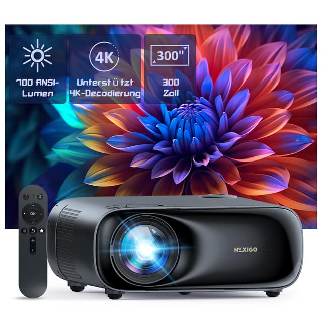 NexiGo PJ40 (Gen 3) Beamer mit WiFi und Bluetooth - Heimkinoerlebnis in 1080P und 4K 🎬🔊