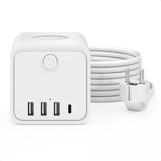 🔌 7-in-1 Steckdosenleiste mit USB, 2m, Weiß - Sonderangebot!