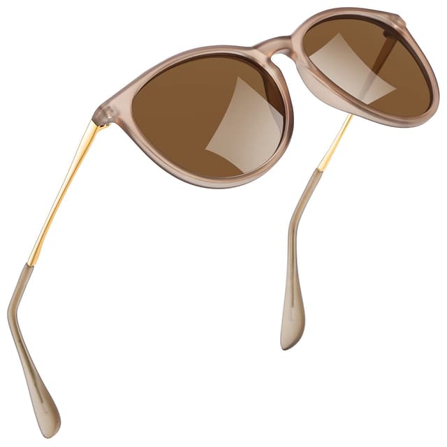 🕶️ Kunchu Sonnenbrille-Damen-Polarisierte-Sonnenbrille-Rund-UV400-im-Retro-Stil-für-Damen & Herren Schutz Vintage Lotuswurzelstärke