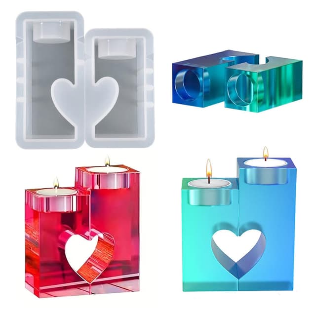 🕯️ 2 Stück Silikonform Teelichthalter Herz Kerzenhalter Formen für DIY Dekoration - 11.19€