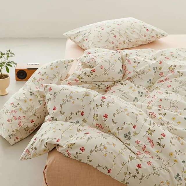 Covebett Bettwäsche Baumwolle 135x200 Rosa Blümchen Bunt Blumen Klein Geblümt Muster Bettbezug Set 🌸