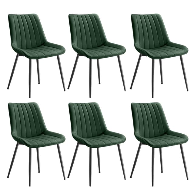 SONGMICS Esszimmerstuhl 6er Set, Küchenstuhl, Samt, Polsterstuhl, grün-tintenschwarz