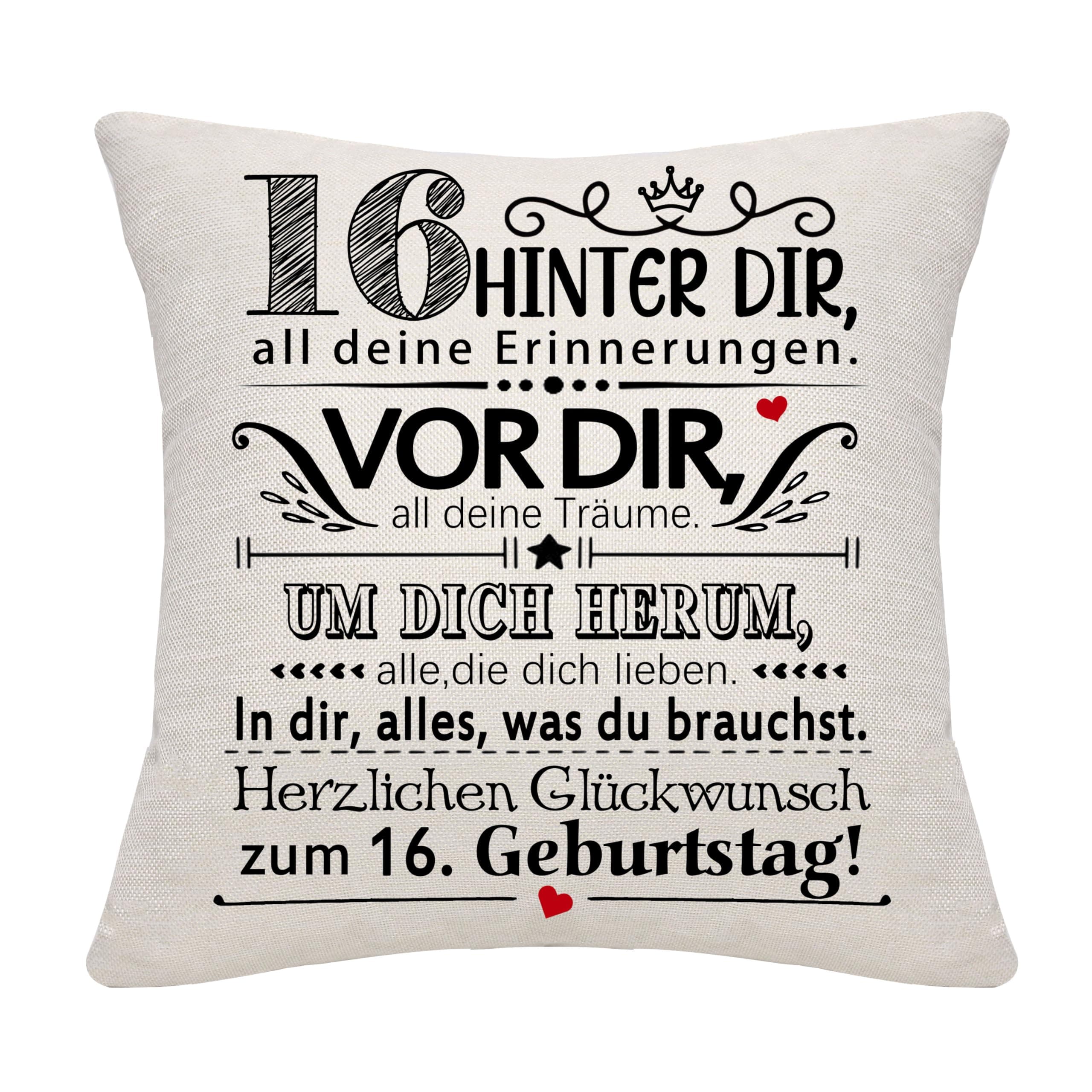 🎁 Inspirierendes 16. Geburtstag Geschenk Kissenbezug