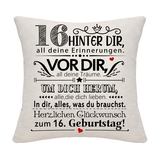 🎁 Inspirierendes 16. Geburtstag Geschenk Kissenbezug