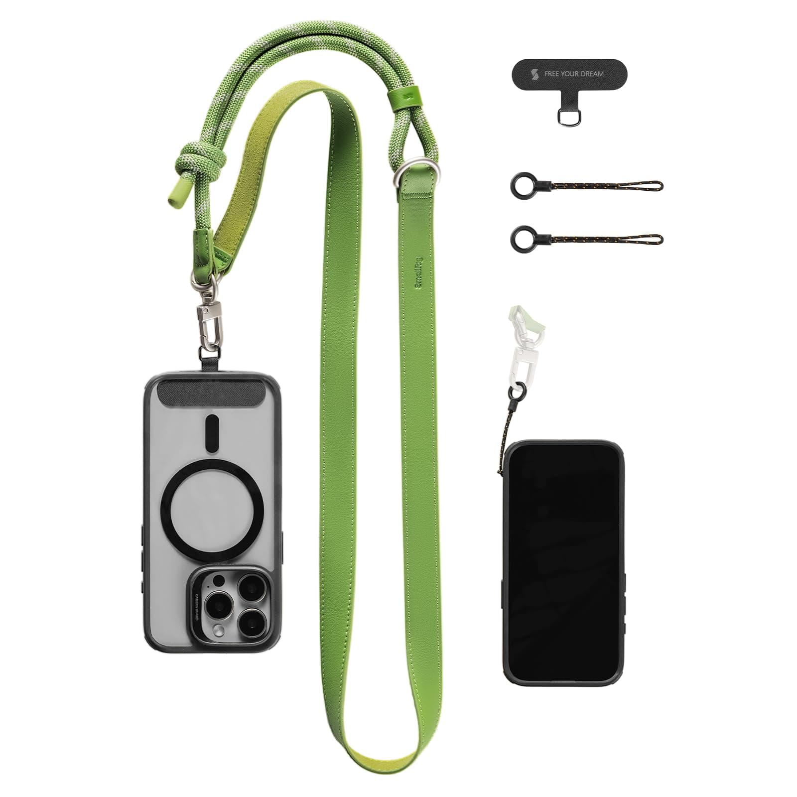📱🔑 SMALLRIG Handy-Schultergurt für Smartphones - Verstellbarer Umhängeband mit integriertem Haken - Grün