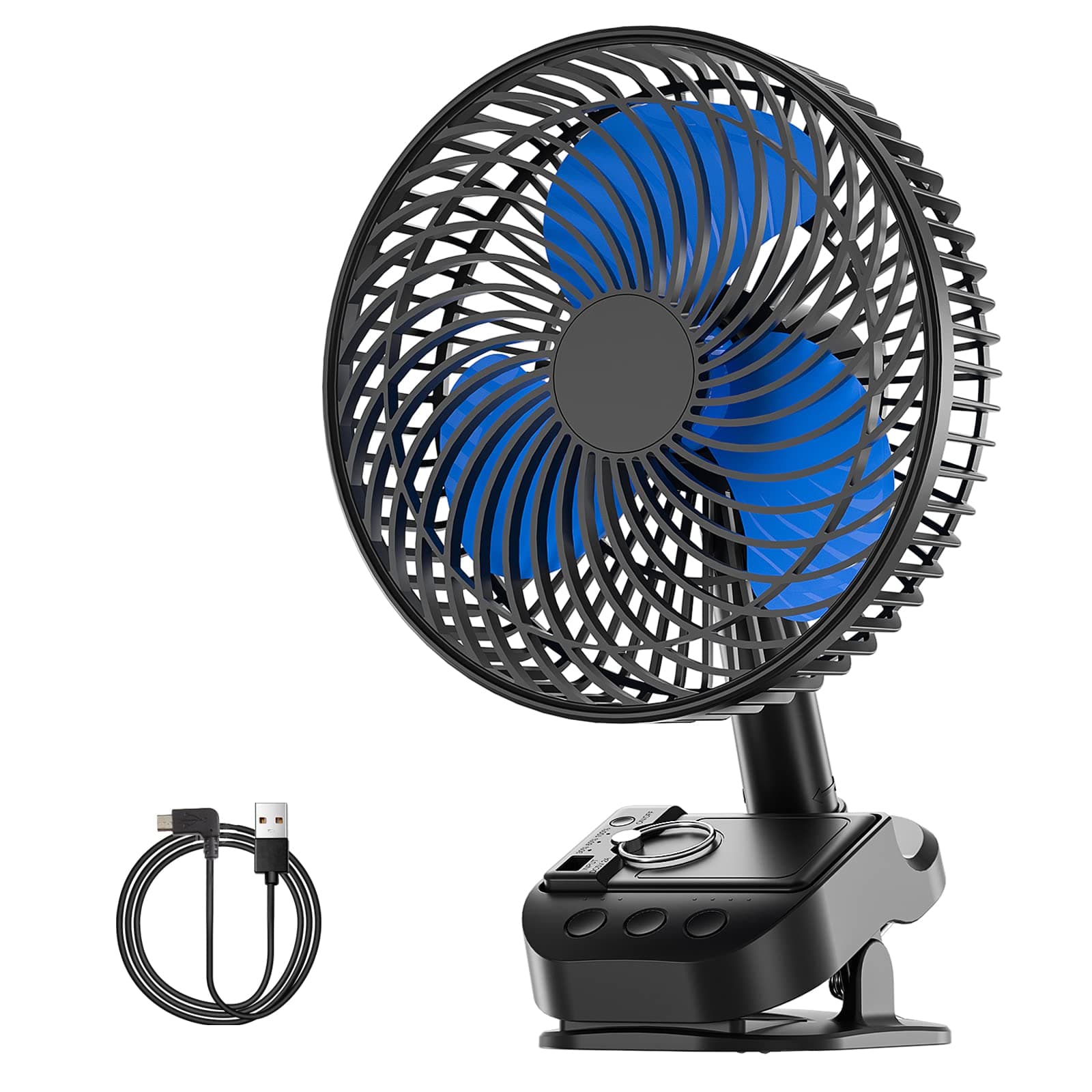 ATEngeus 4-in-1 USB Ventilator 🌀 8'' Clip Ventilator, 10000 mAh Tischventilator 🌀 5-Gang Camping Ventilator