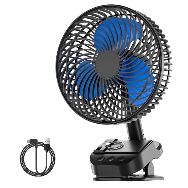 ATEngeus 4-in-1 USB Ventilator 🌀 8'' Clip Ventilator, 10000 mAh Tischventilator 🌀 5-Gang Camping Ventilator