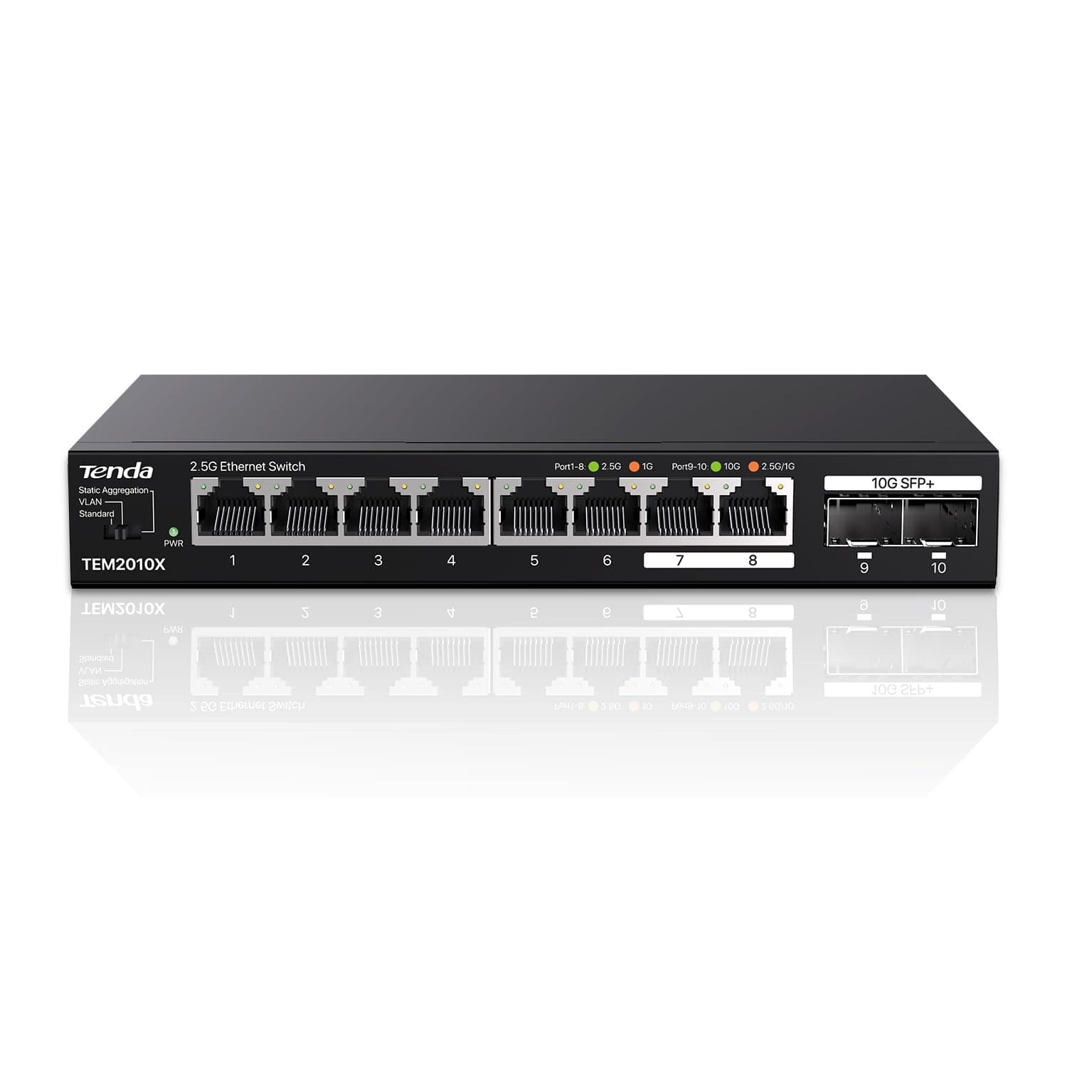 Tenda 2.5 Gbit Switch mit 8X 2.5G Ports & 2X 10G SFP+ Ports (TEM2010X) 8 Ports | 2.5G 🚀