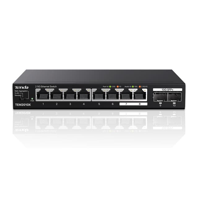 Tenda 2.5 Gbit Switch mit 8X 2.5G Ports & 2X 10G SFP+ Ports (TEM2010X) 8 Ports | 2.5G 🚀