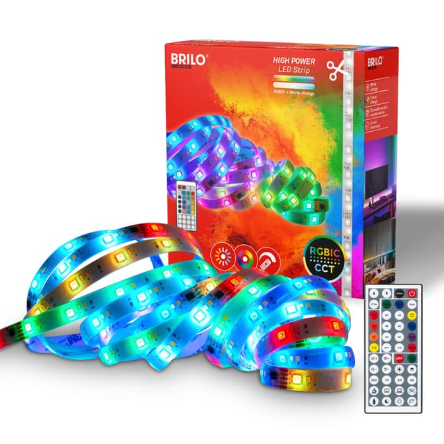 🌟 BRILONER LED Strip 5m mit Fernbedienung - RGBIC dynamischer Farbwechsel 🎉