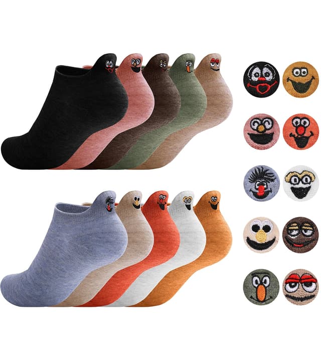 Sporzin Socken Damen 35-38 Sneaker Socken Damen 39-42 Lustige Socken 10 Paar Bunte Socken Damen Witzige Socken Crazy Socks 🧦😊❤️🐶 Tier Baumwolle 35-42 Mehrfarbig