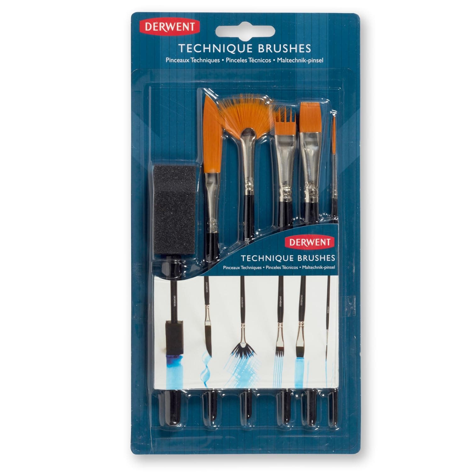 🎨 Derwent Technique Pinselset, Malen & Schichten, 6er-Set, Sortierte Pinsel-Designs