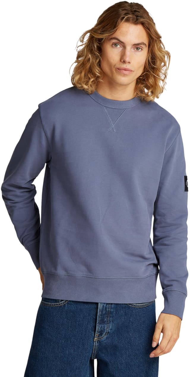 Calvin Klein Herren Sweatshirt Badge Crew Neck Rundhalsausschnitt L Grey (Grisaille) 🌟👕