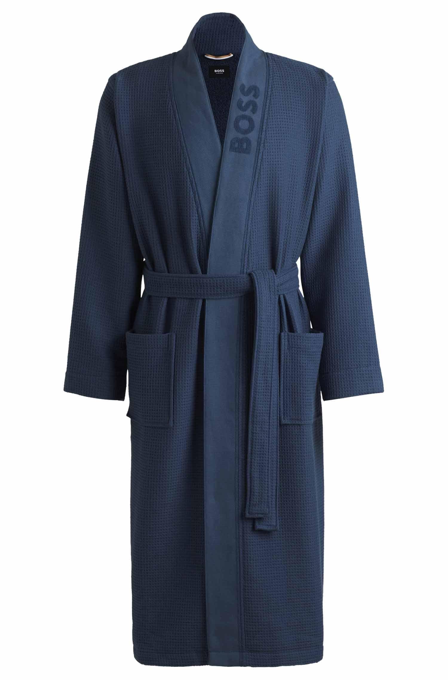🔥 BOSS Herren Waffle Kimono Dressing Gown XXL Medium Blue425 - 70% Rabatt!